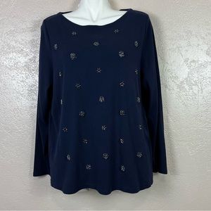 Talbots women 3/4 sleeve navy blue blouse size‎ 2X